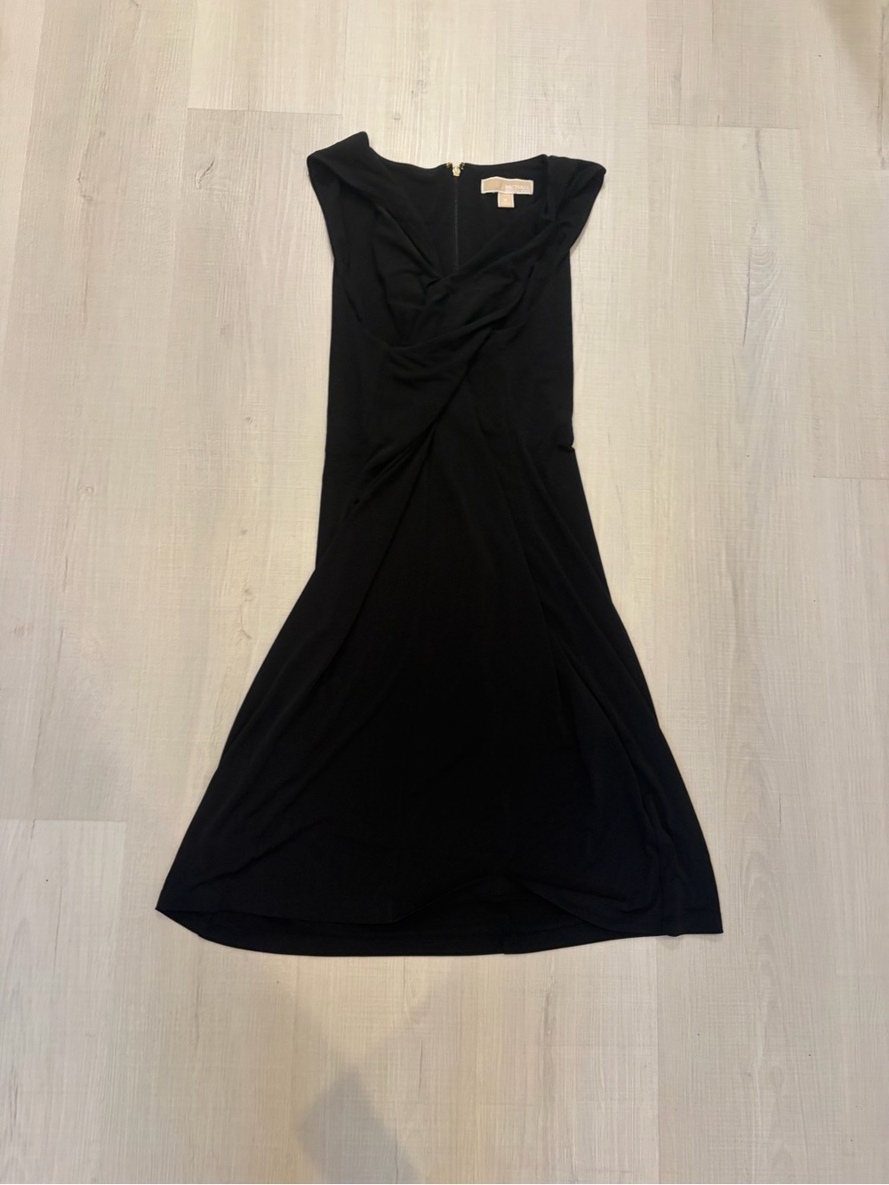 Michael Kors Black Sleeveless Midi Dress with Twist Front